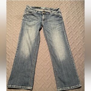 Rock 47 by Wrangler jeans size 7/8 Boot Cut Stretch Ultra Low Rise Cowgirls 🤠